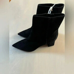AGL Women Mimma Italian Fine Black Suede Dressy Office Pointy Boots 7.5 US/37.5